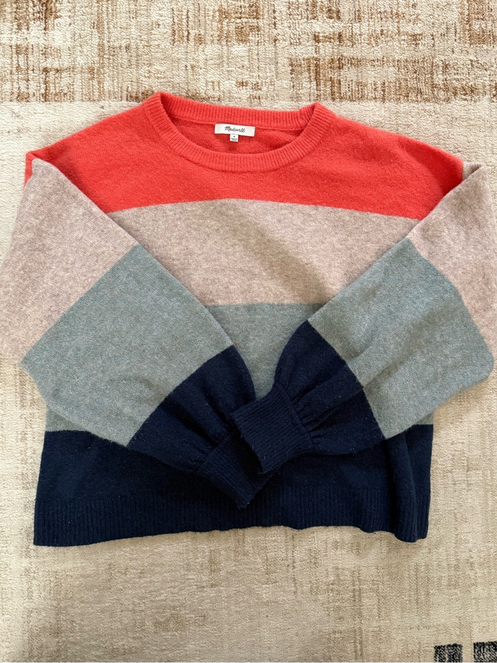 Madewell Striped Balloon Sleeve Knit Sweater